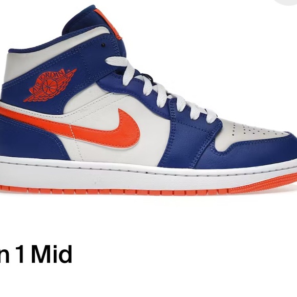 Air Jordan 1 Mid KNICKS (Blue and Orange) Sneakers Men’s/Unisex - Picture 1 of 4